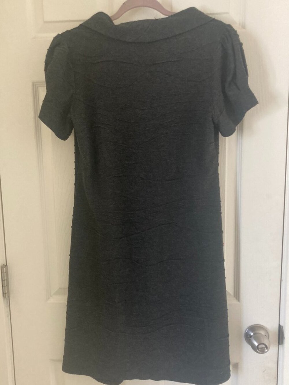 Jessica Howard Charcoal Grey Textured Wave Short Sleeve Shift Dress Size M